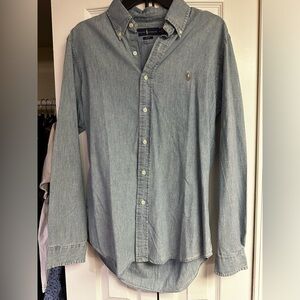 Ralph Lauren 100% cotton blue Indigo Classic Fit chambray button up shirt
